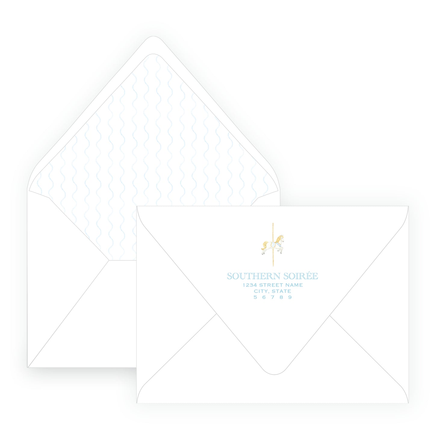 Blue Carousel Invitation