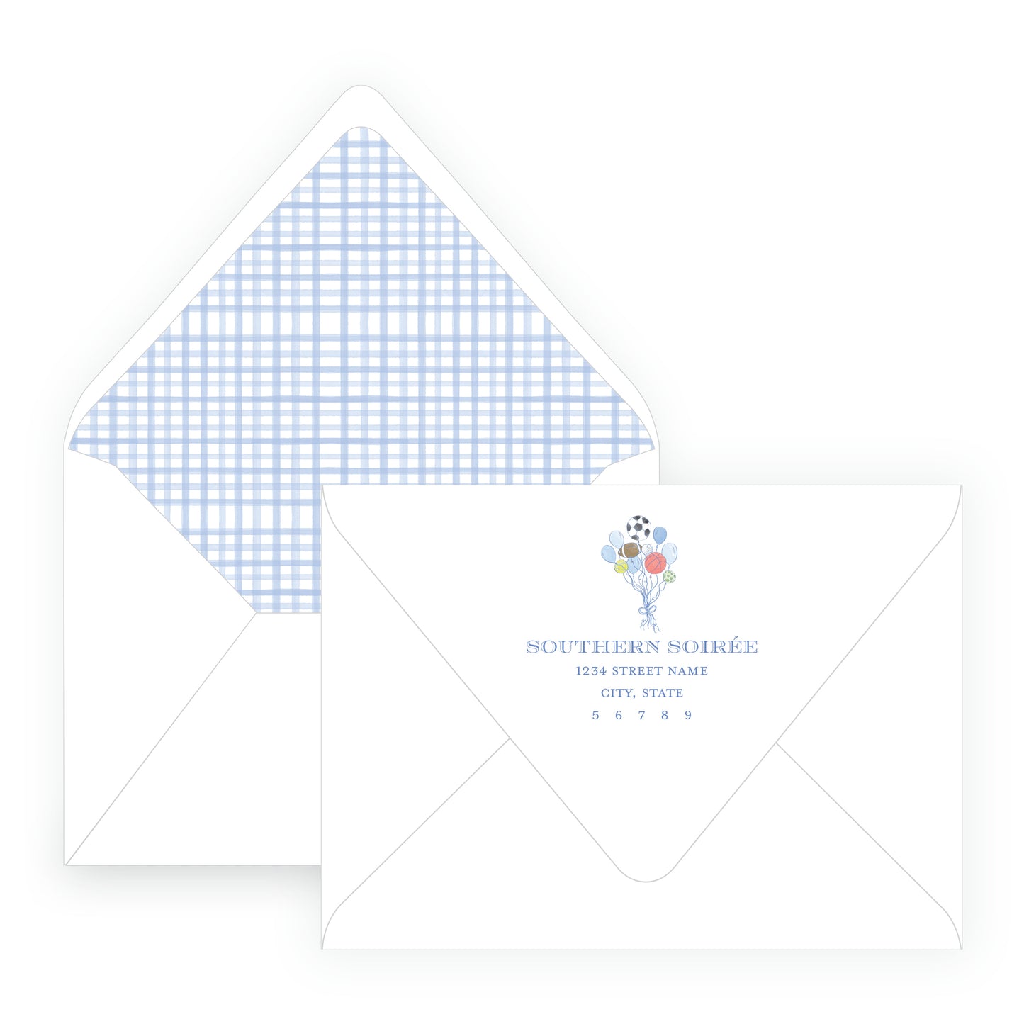Sport Balloons Gingham Invitation
