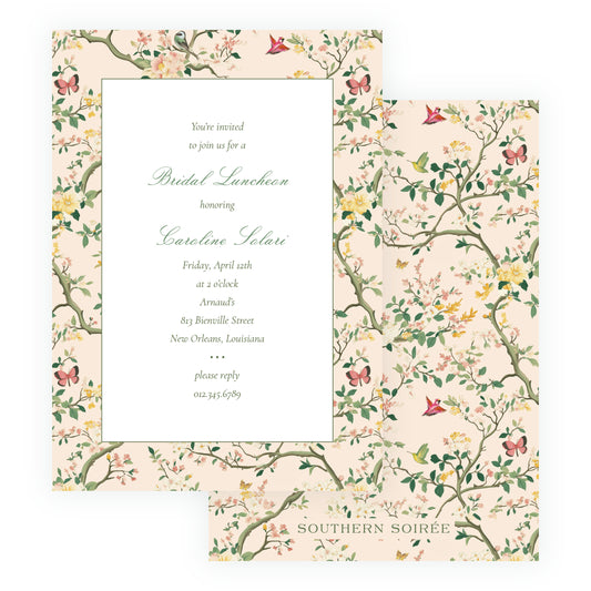 Vintage Peach Chinoiserie Invitation