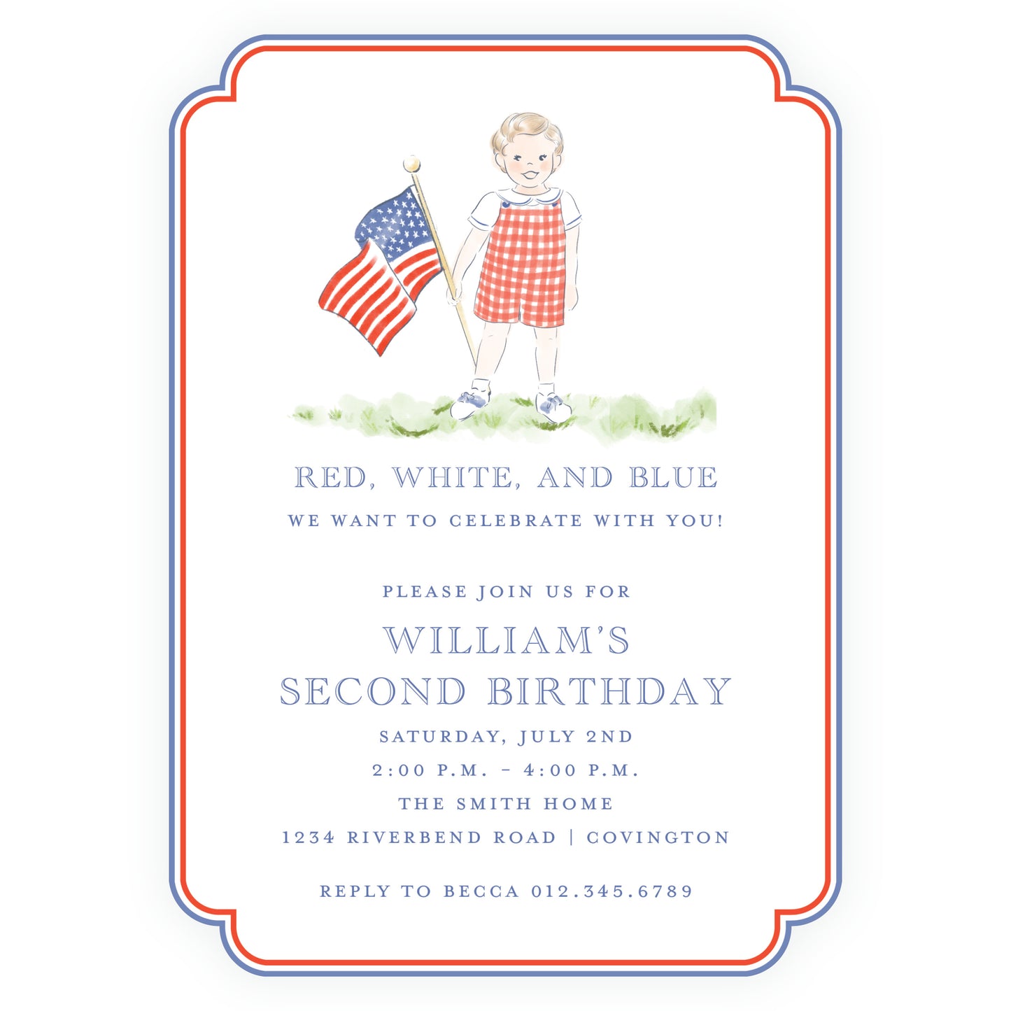 Sweet Liberty Boy Double Rounded Invitation
