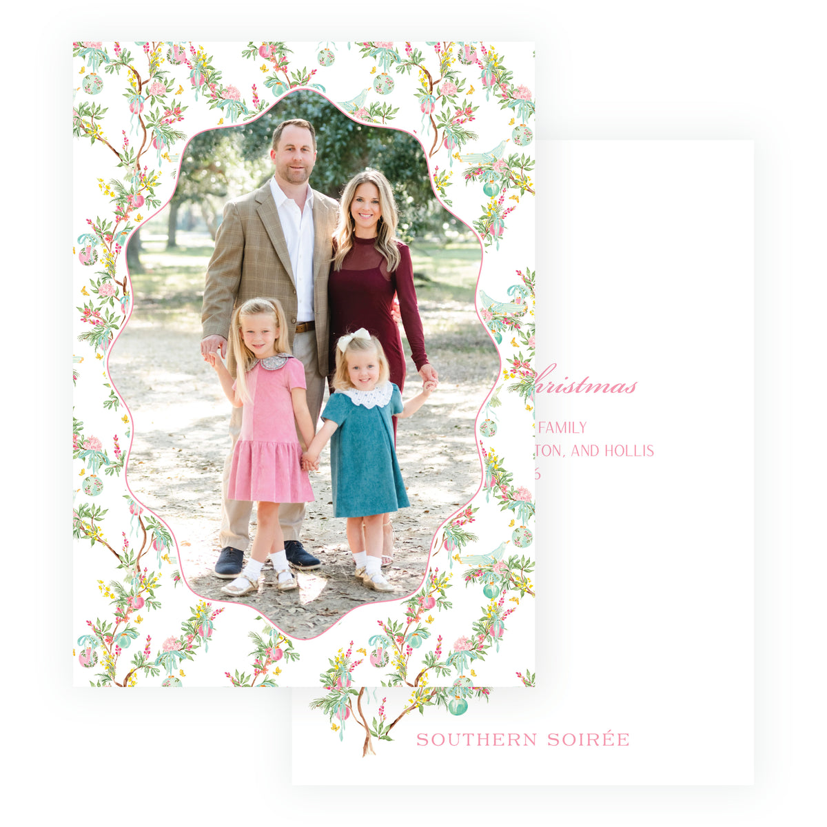 Parisian Noël Wavy Frame Christmas Photo Card