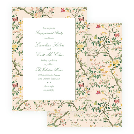 Vintage Chinoiserie Peach Invitation