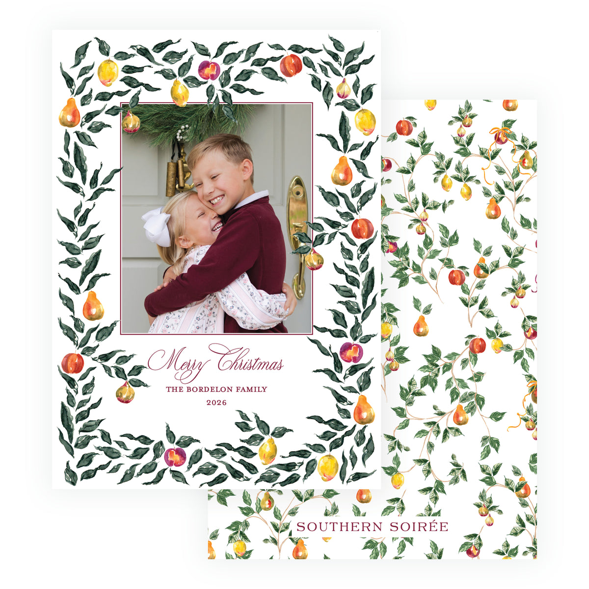 Sugar Plum Botanical Border Holiday Photo Card