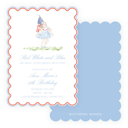 Sweet Liberty Girl Scallop Invitation