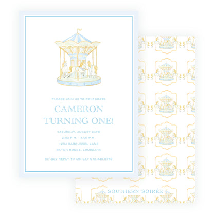 Blue Carousel Invitation
