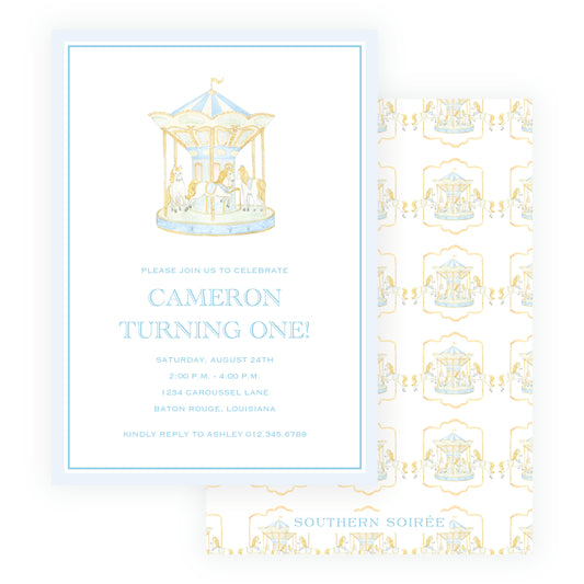Blue Carousel Invitation