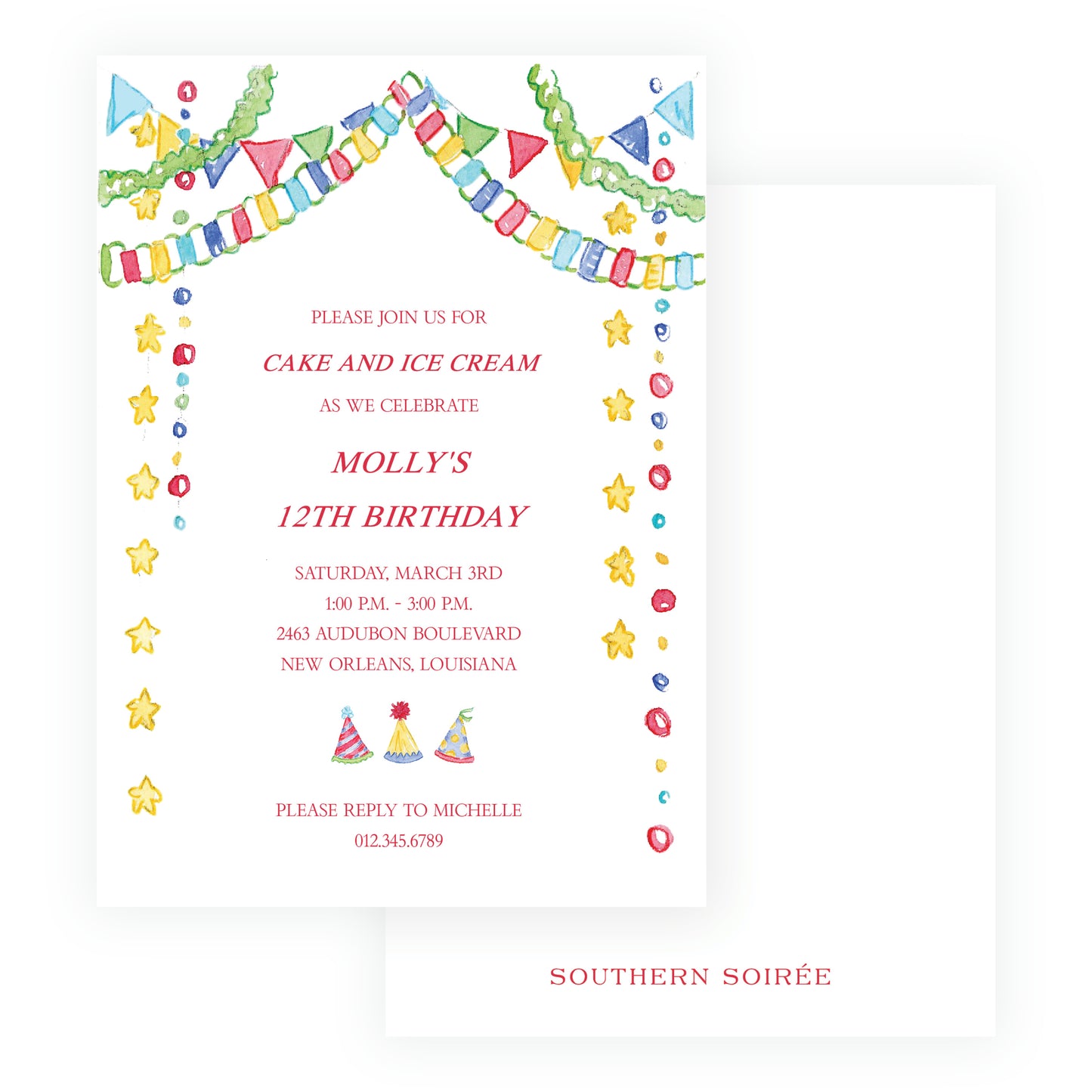 Happy Birthday Streamers Invitation