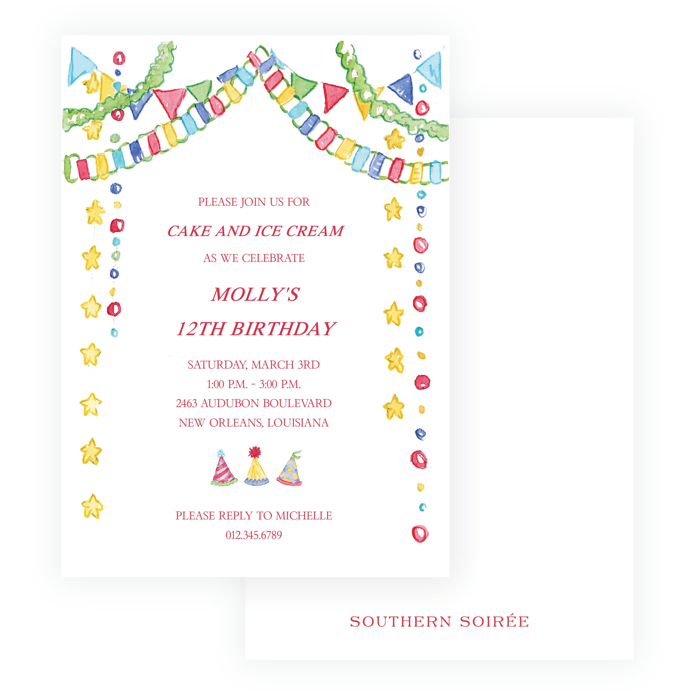 Classic Colorful Paper Chain Birthday Invitation