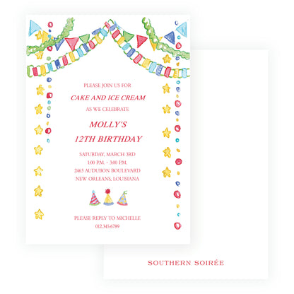 Happy Birthday Streamers Invitation
