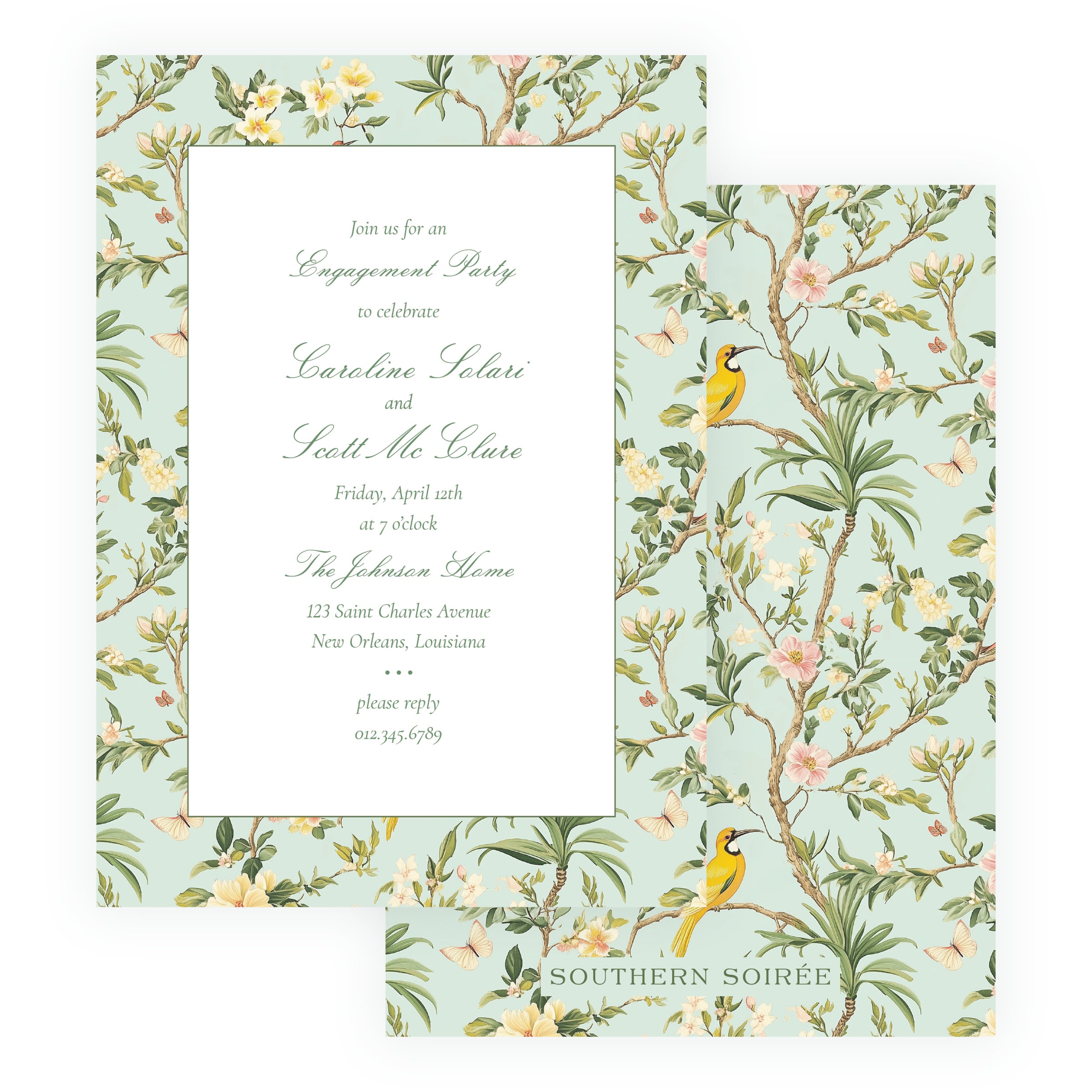 Vintage Green Chinoiserie Invitation
