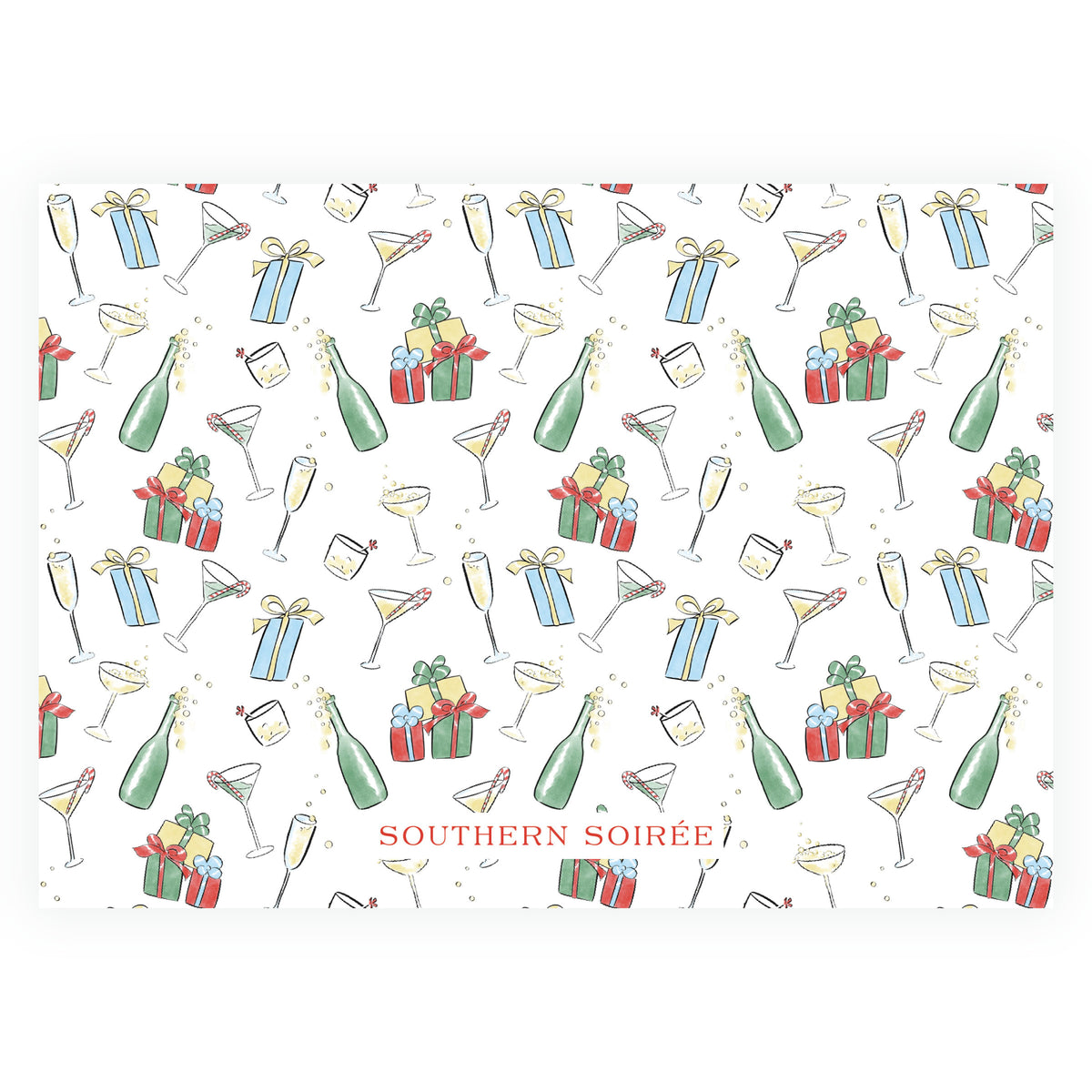 Reindeer Revelry Cocktails & Christmas Cheer Landscape Holiday Party Invitation