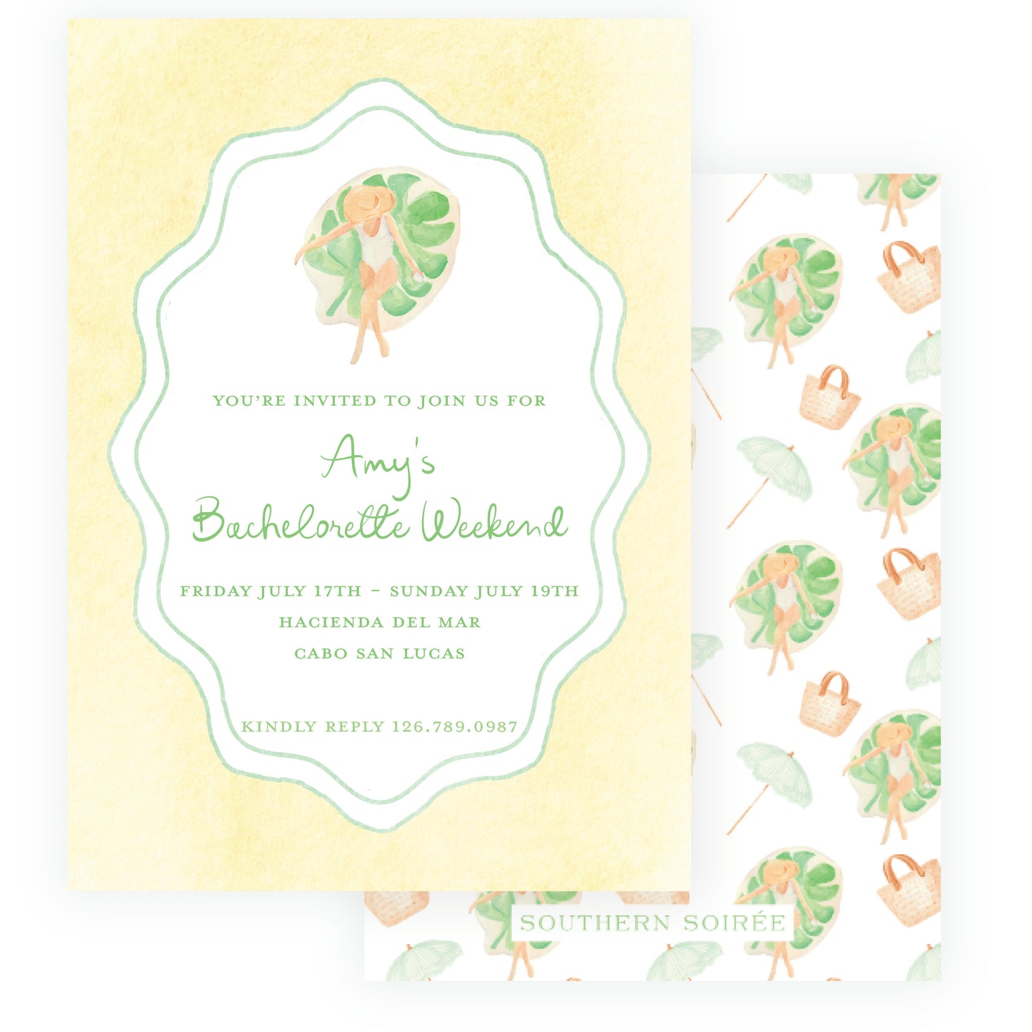 Floats & Féte Yellow Bachelorette Invitation
