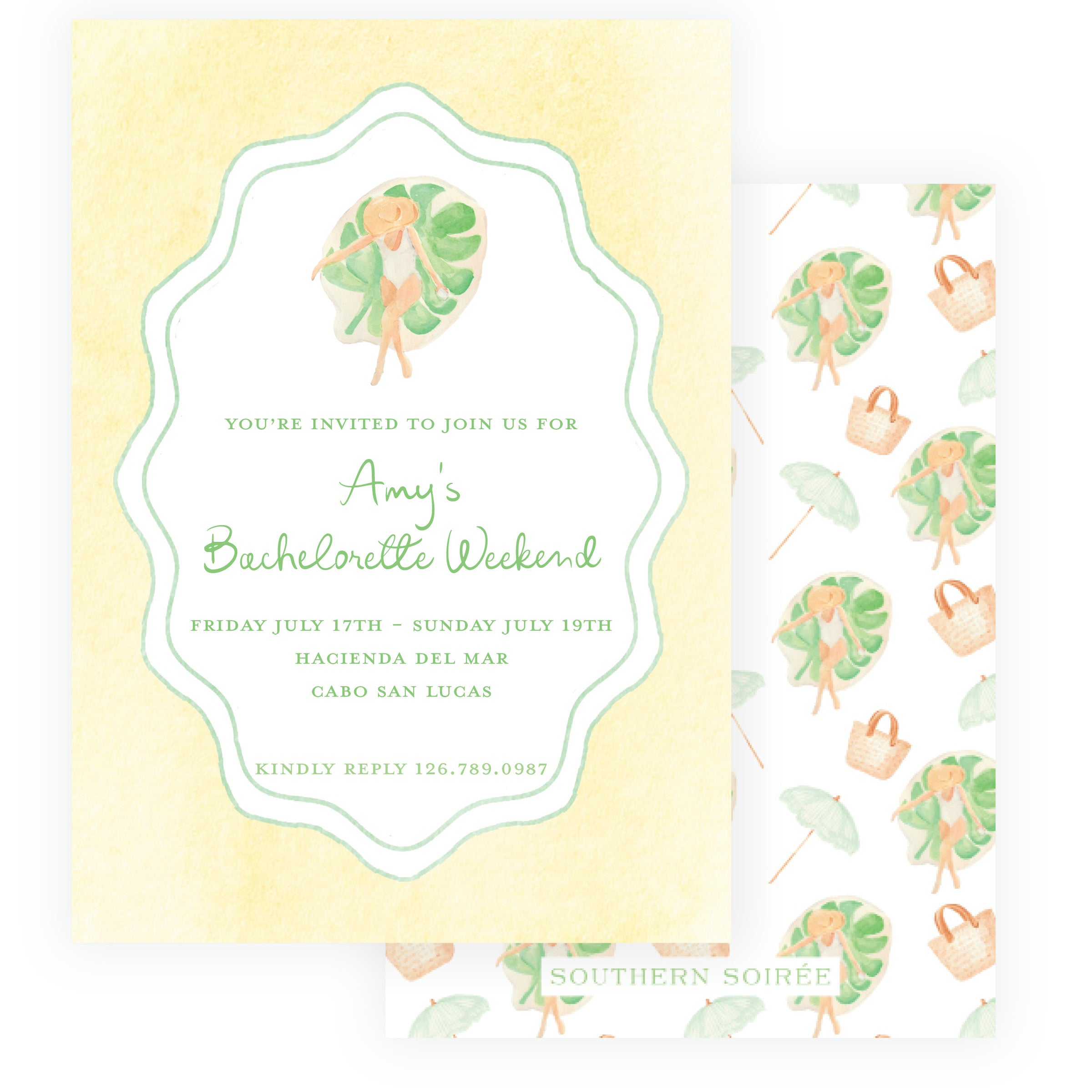 Floats & Féte Yellow Bachelorette Invitation