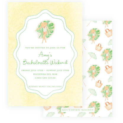 Floats & Féte Yellow Bachelorette Invitation