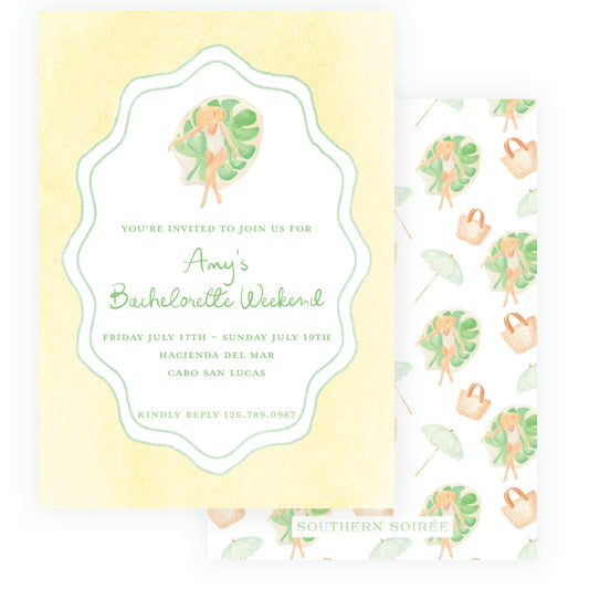 Floats & Féte Yellow Bachelorette Invitation