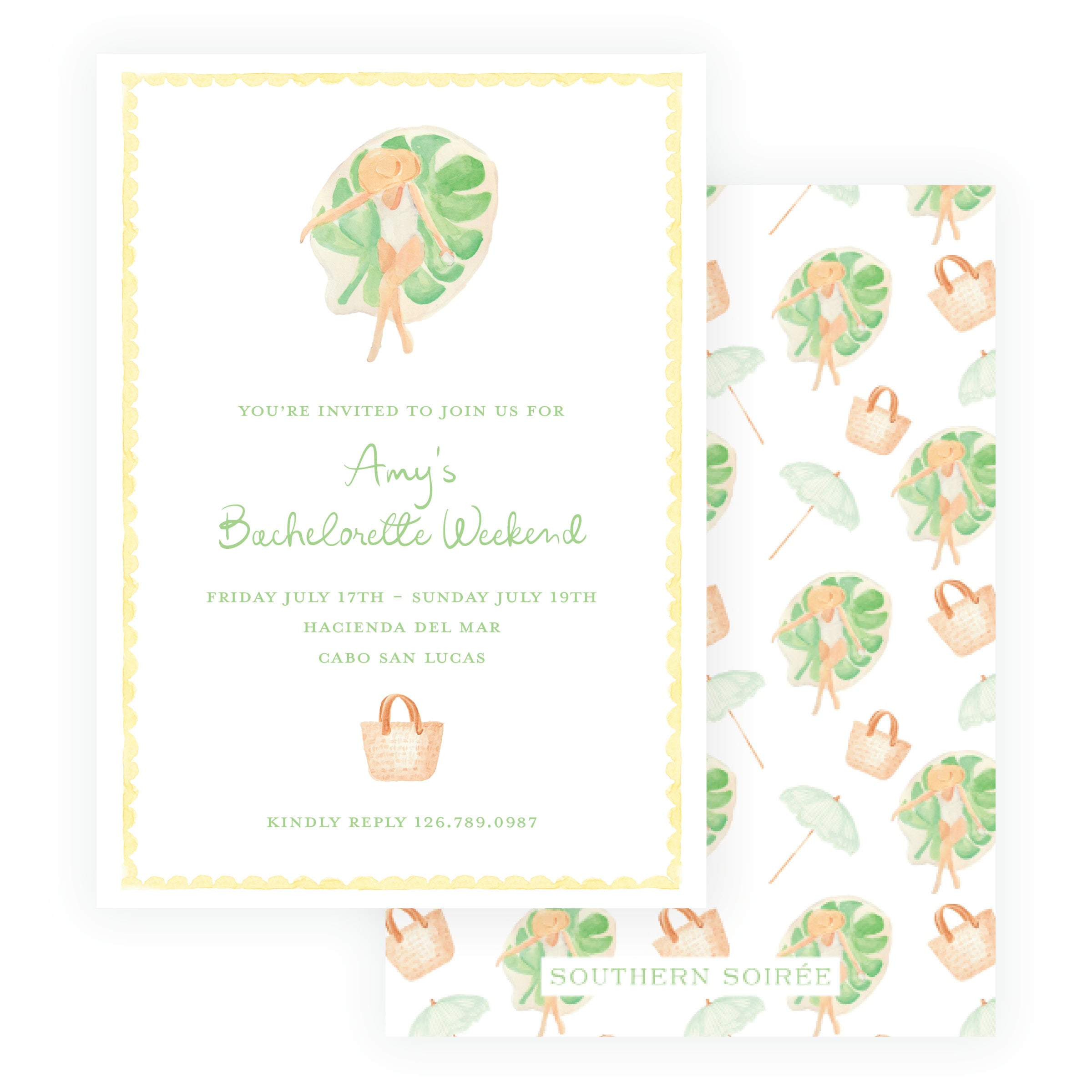 Floats & Féte Yellow Frame Bachelorette Invitation