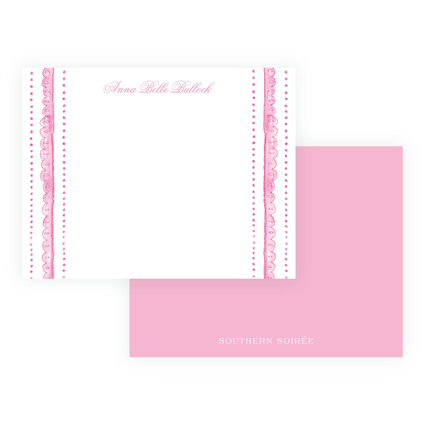 Personalized Tiny Petals scalloped floral note cards