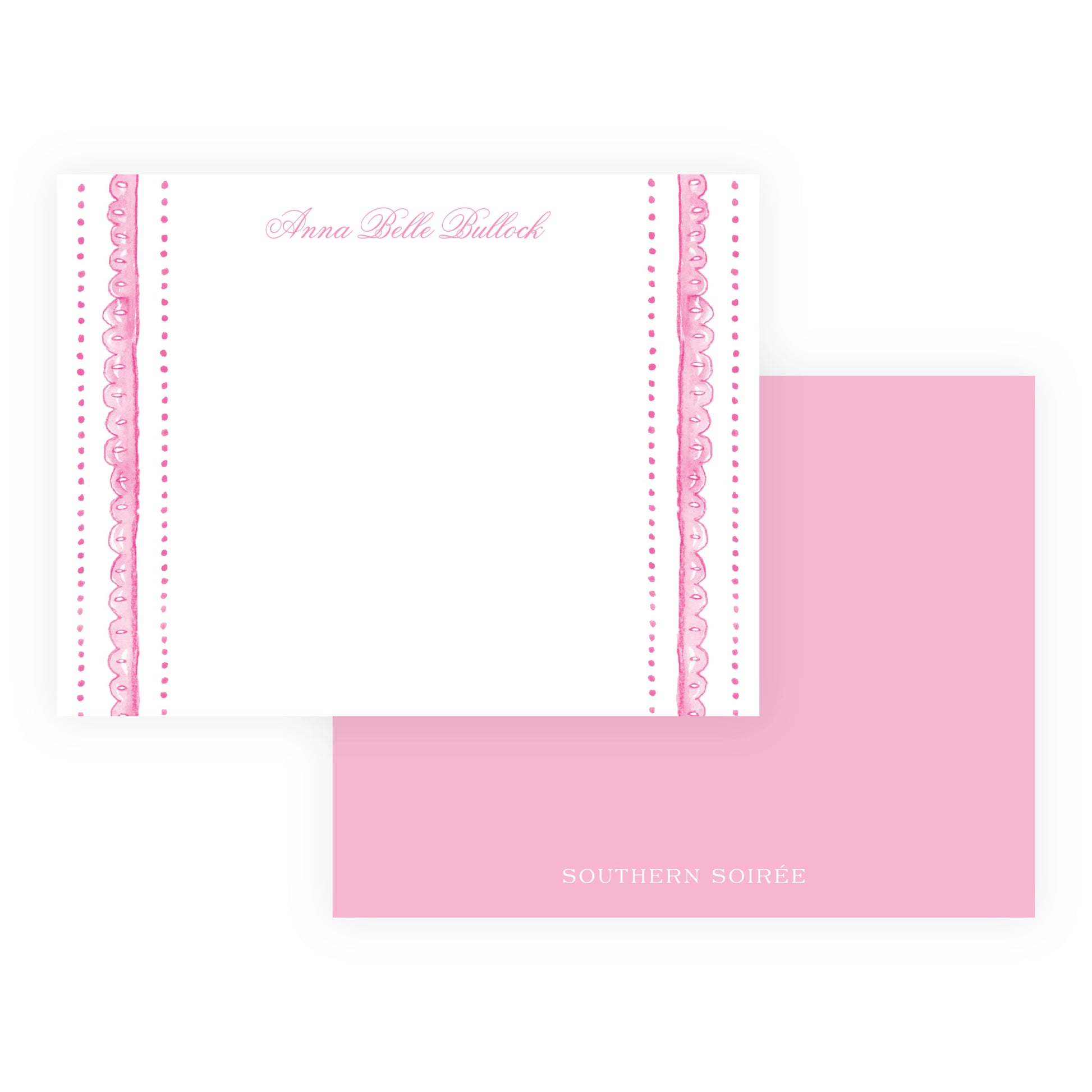 Personalized Tiny Petals scalloped floral note cards