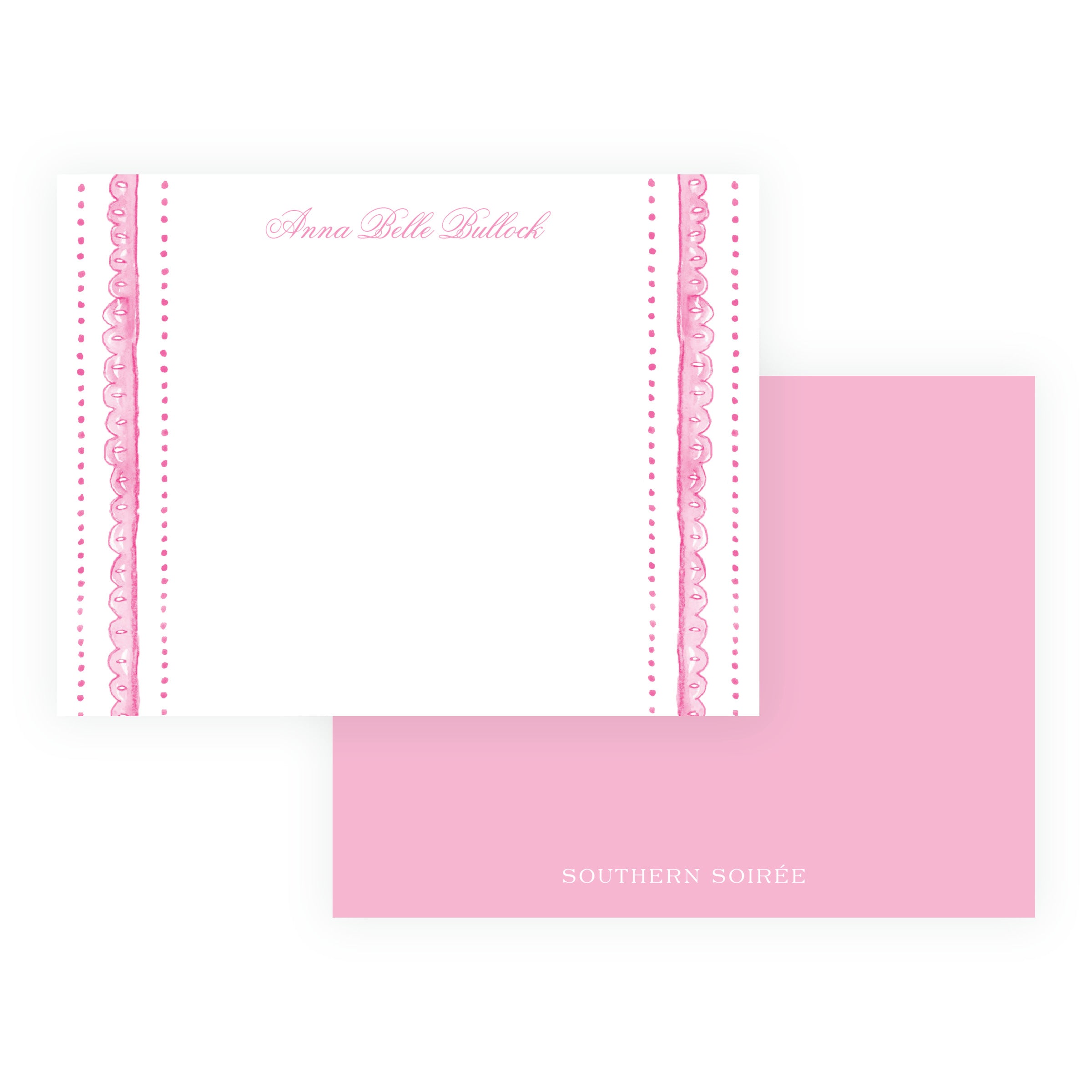 Personalized Tiny Petals scalloped floral note cards