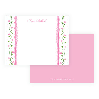 Tiny Petals Floral Trim Border Note Cards