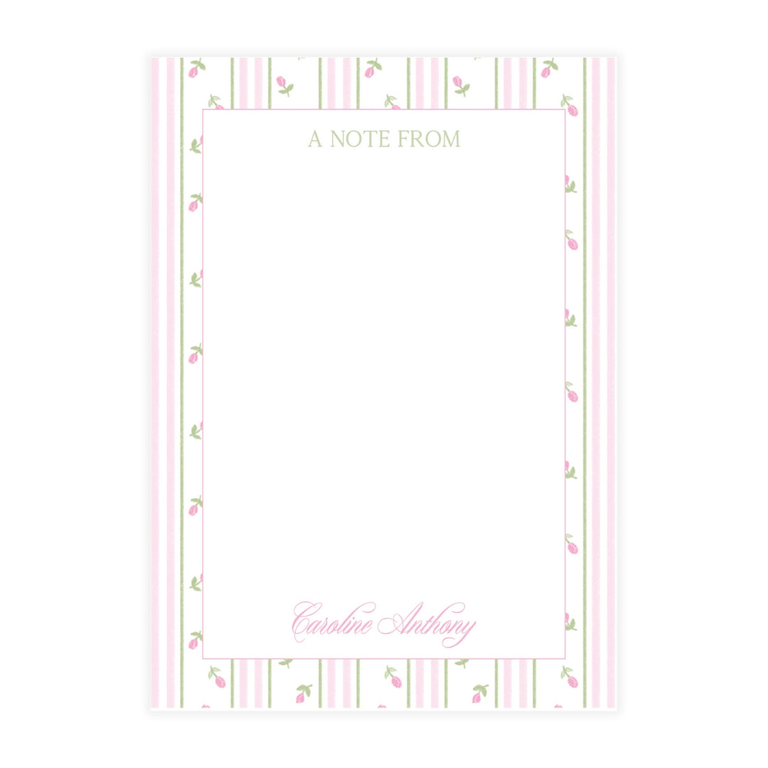 Pink Rosebud Stripe Notepad