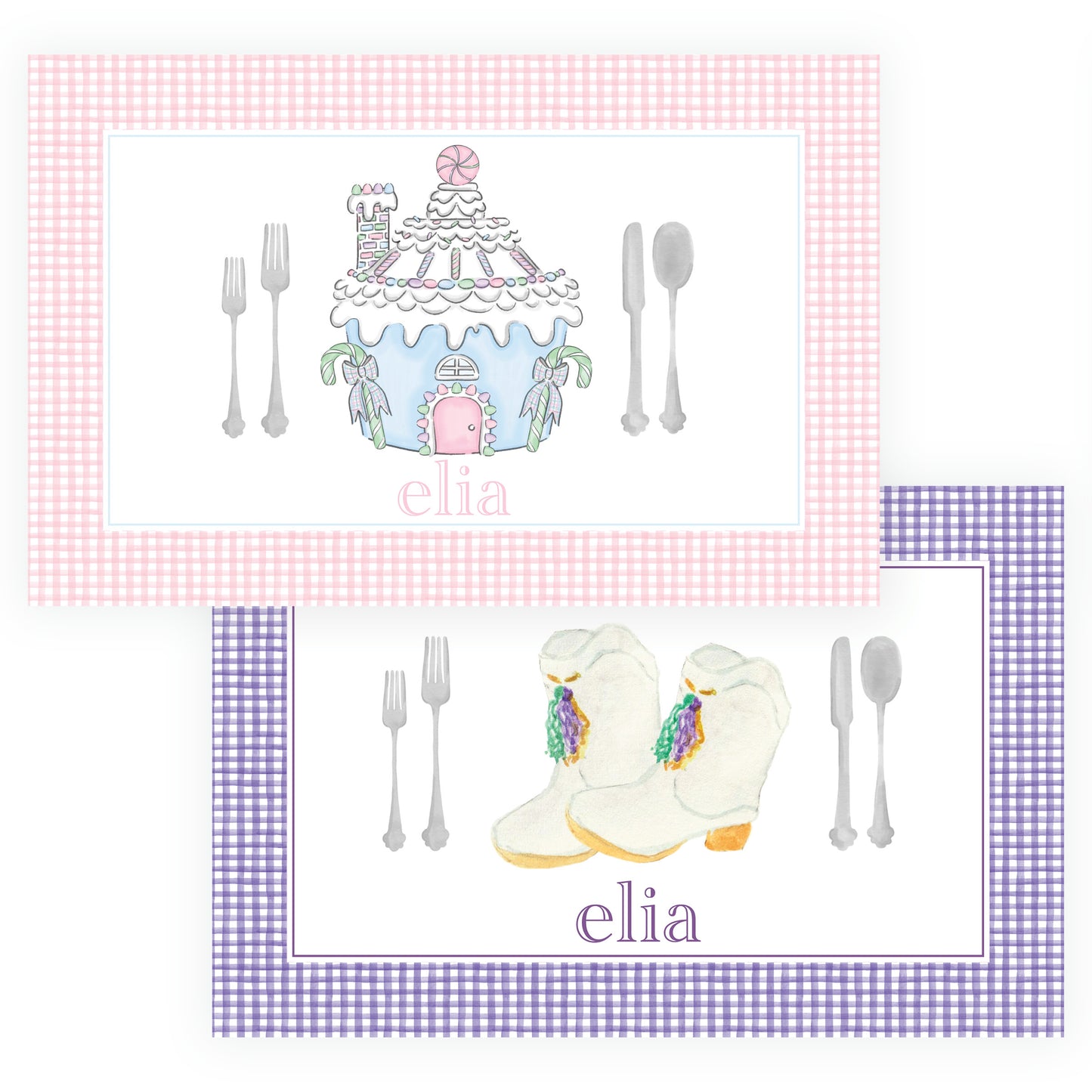 Gingerbread House and Mardi Gras Marching Boots Dual Sided Holiday Placemat