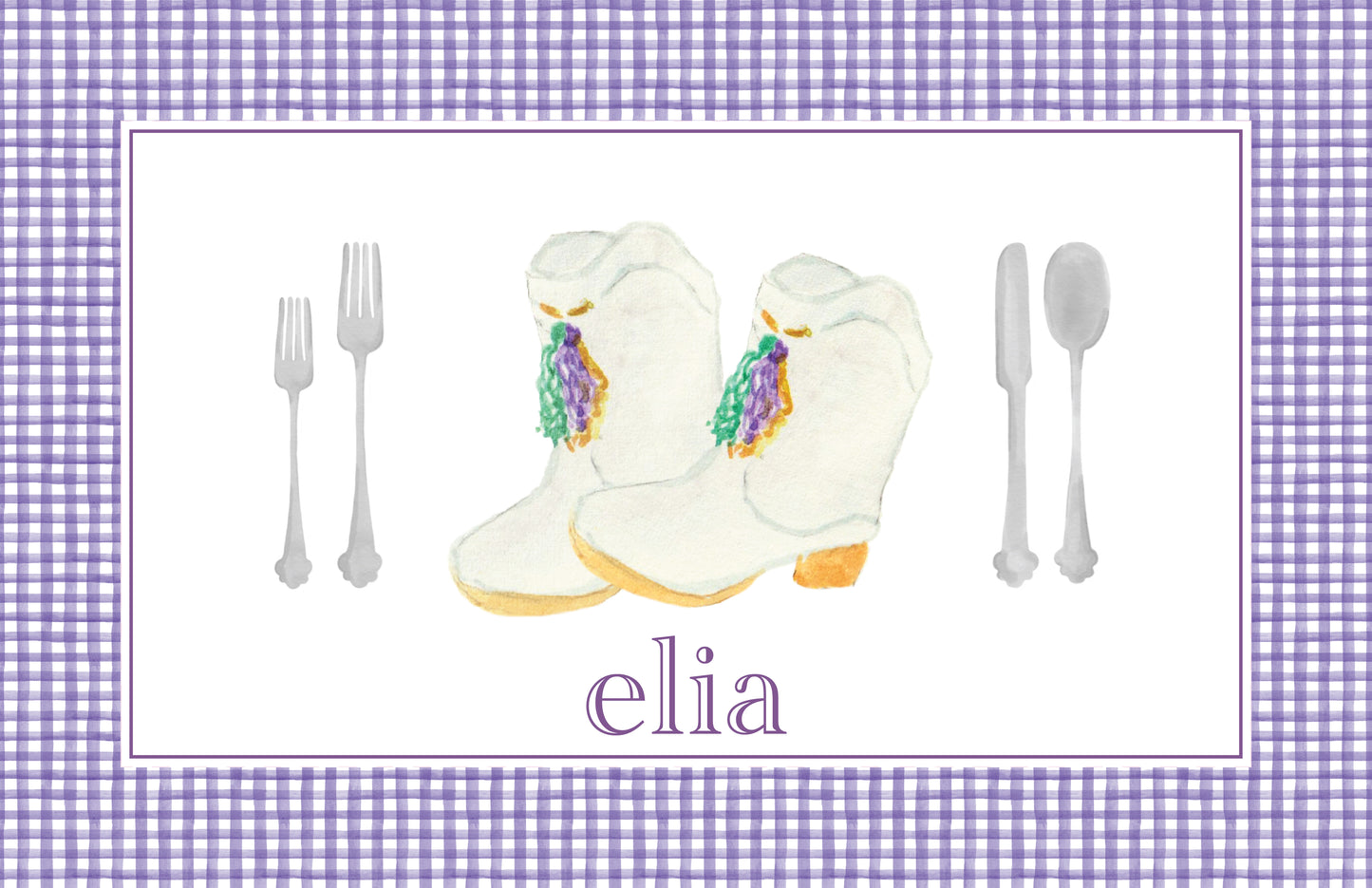 Gingerbread House and Mardi Gras Marching Boots Dual Sided Holiday Placemat