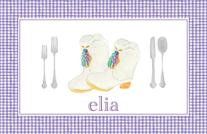 Gingerbread House and Mardi Gras Marching Boots Dual Sided Holiday Placemat