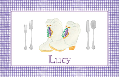 Gingerbread Holiday House/Cookies and Mardi Gras Marching Boots Dual Sided Placemat