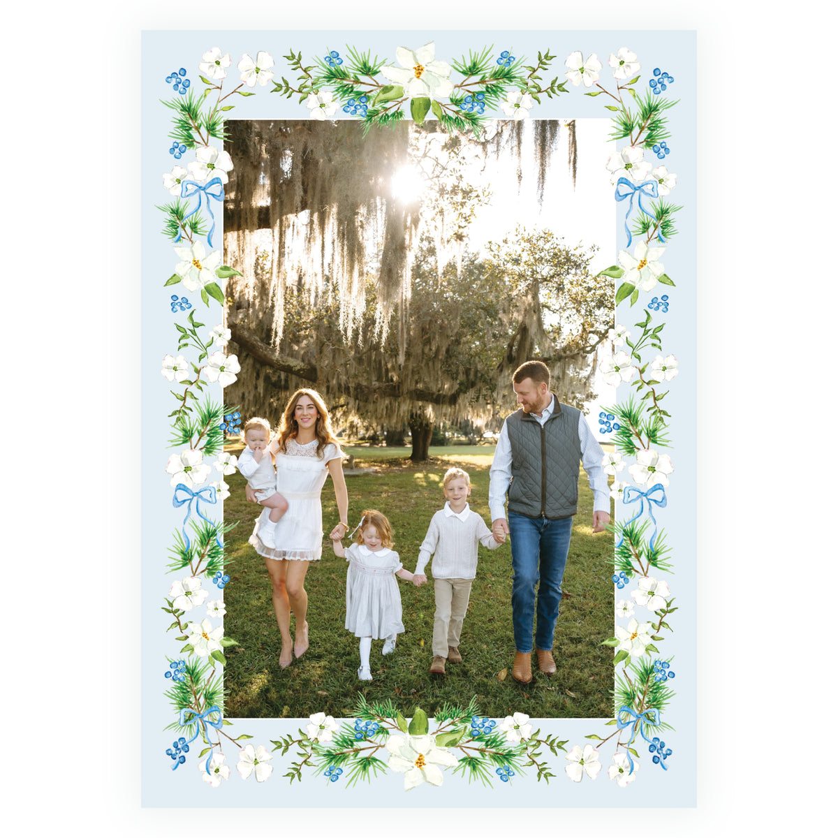 Holiday Blossom Christmas Garland Personalized Christmas Photo Card