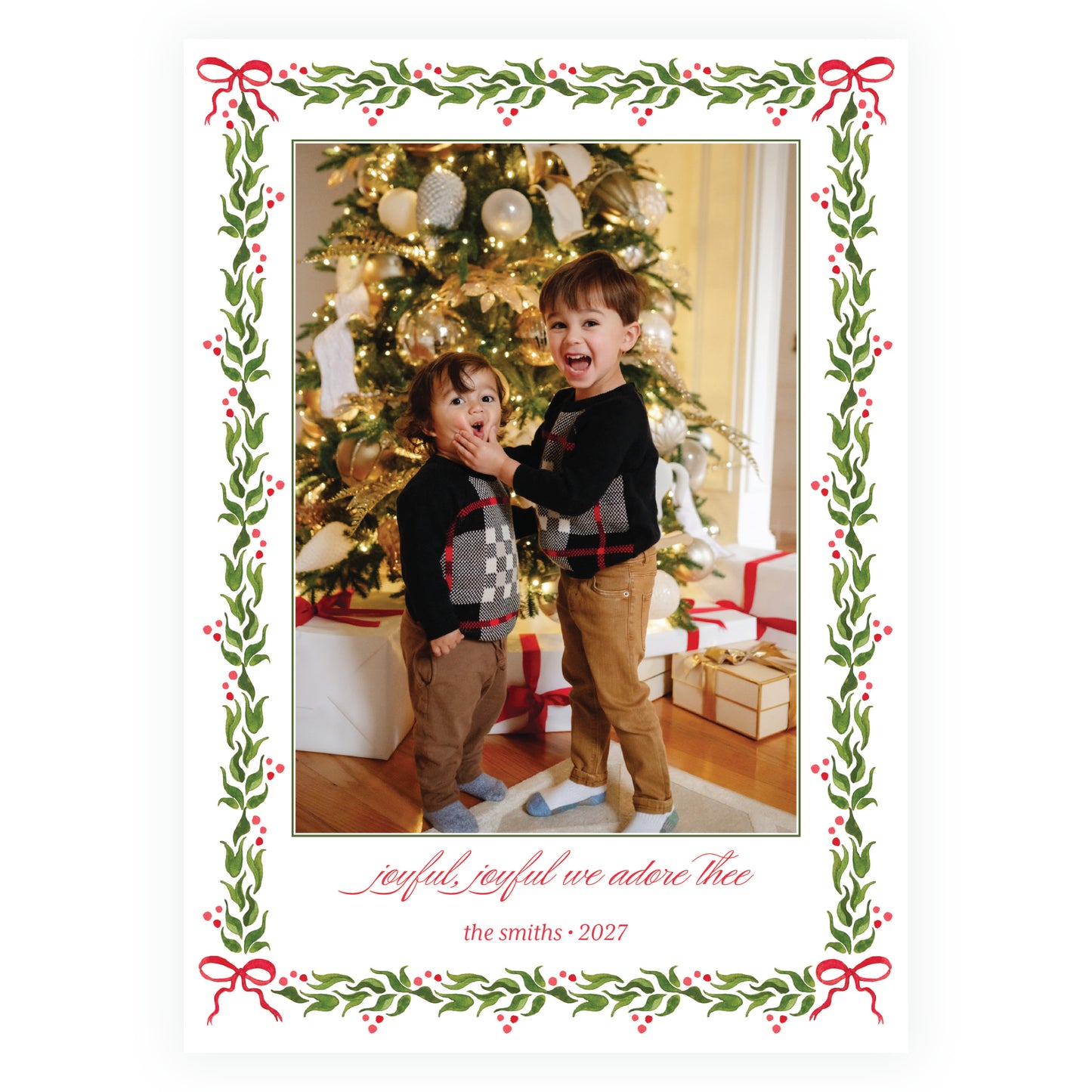 Classic Holly Garland Frame Red