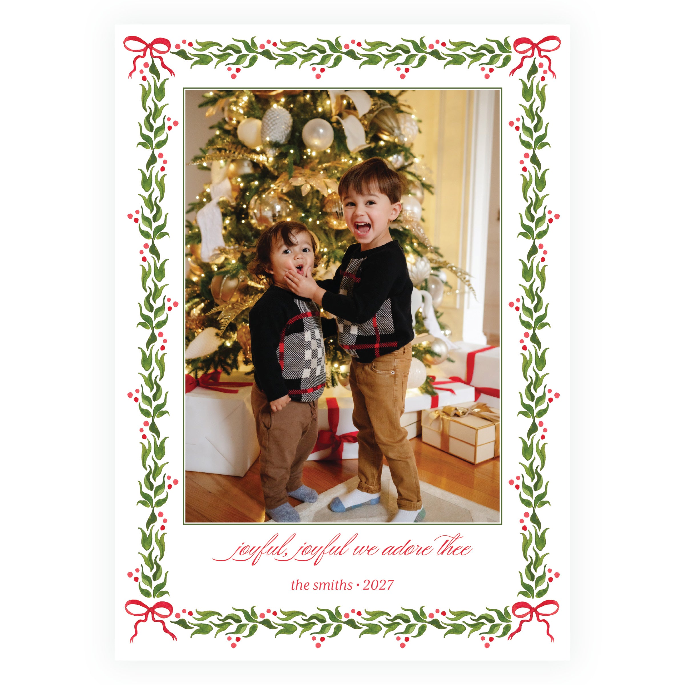 Classic Holly Garland Frame Red