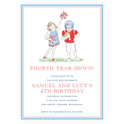 Rebel Cheerleader and Football Player Invitation