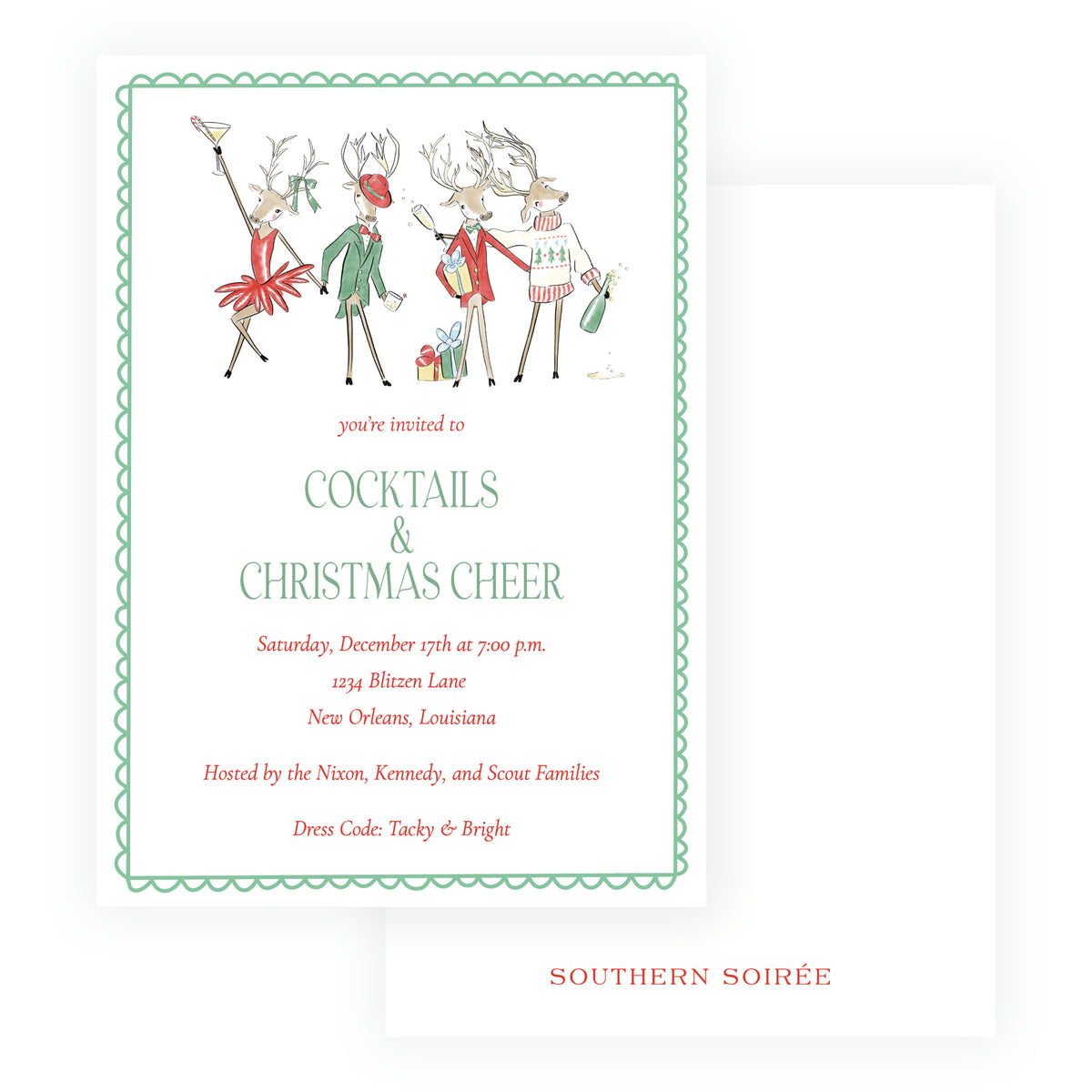 Reindeer Revelry Cocktails & Christmas Cheer Holiday Party Invitation