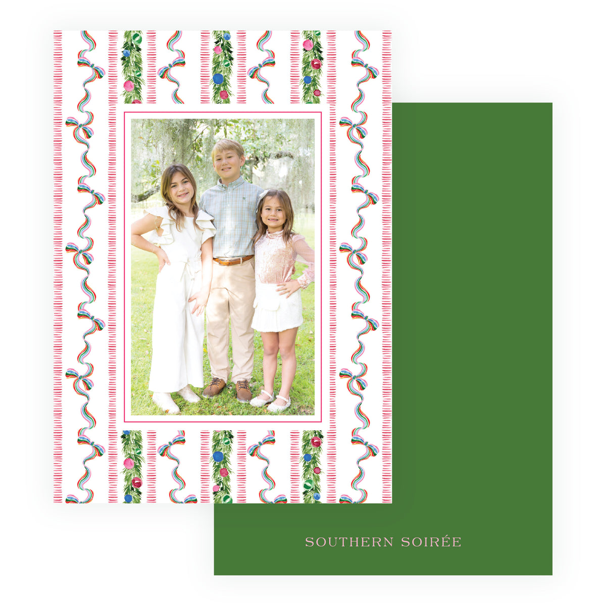 Ribbon & Garland Personalized Christmas Photo Card