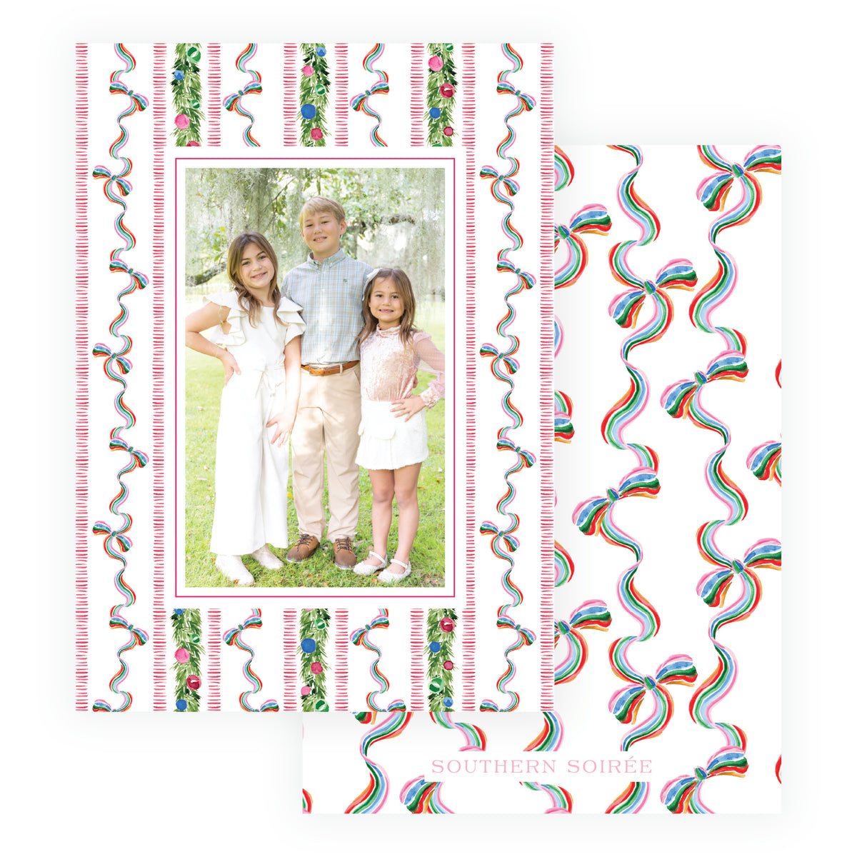 Ribbon & Garland Personalized Christmas Photo Card