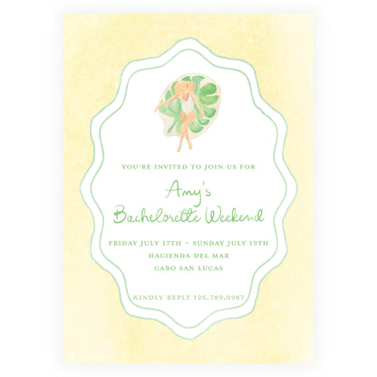 Floats & Féte Yellow Bachelorette Invitation