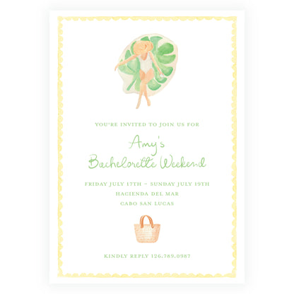Floats & Féte Yellow Frame Bachelorette Invitation