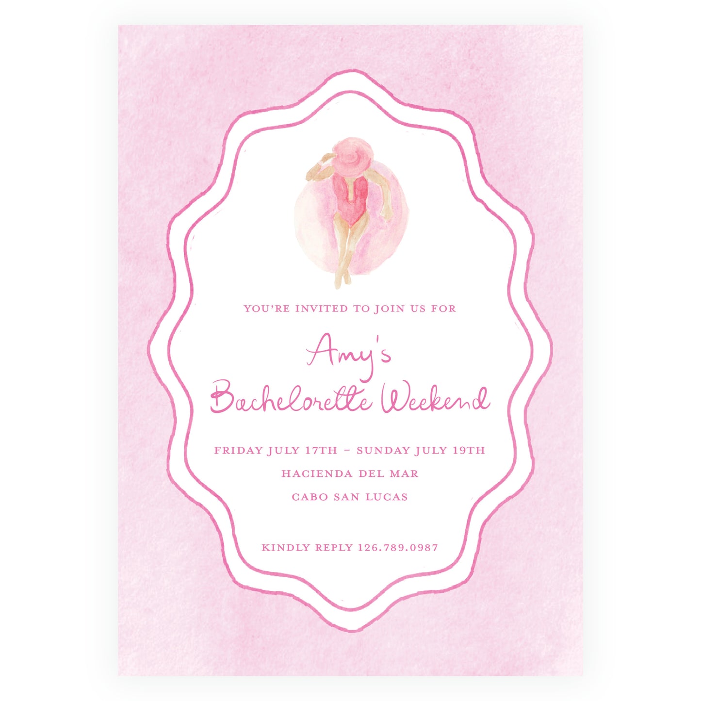 Floats & Féte Pink Bachelorette Invitation