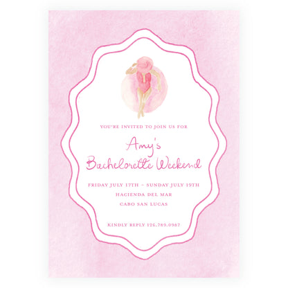 Floats & Féte Pink Bachelorette Invitation