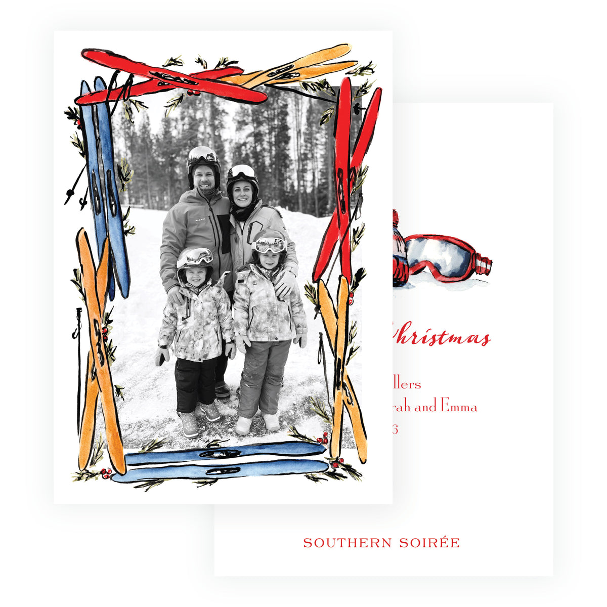 Alpine Holiday – Ski Frame Holiday Personalized Photo Card