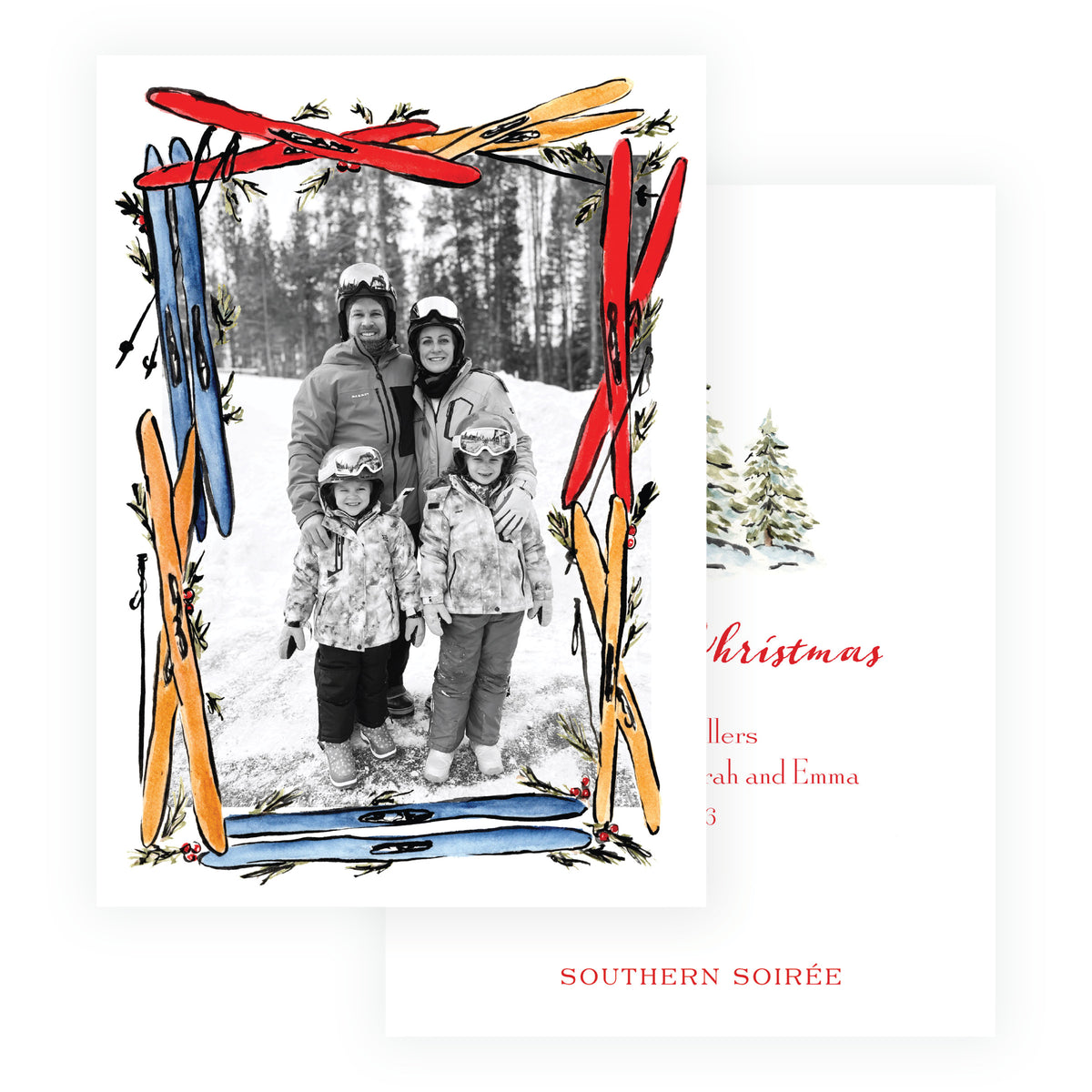 Alpine Holiday – Ski Frame Holiday Personalized Photo Card