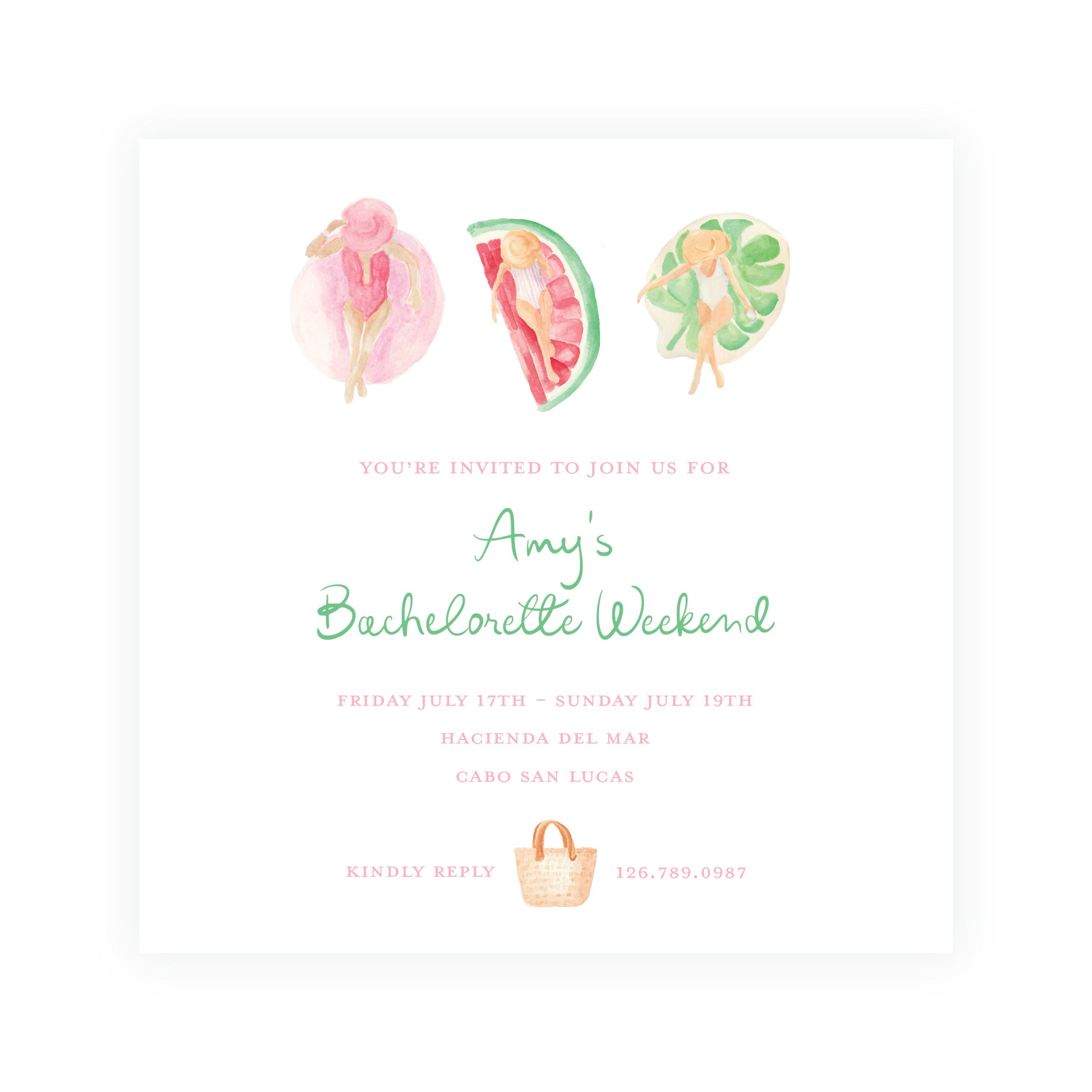 Floats & Fete Bachelorette Square Card