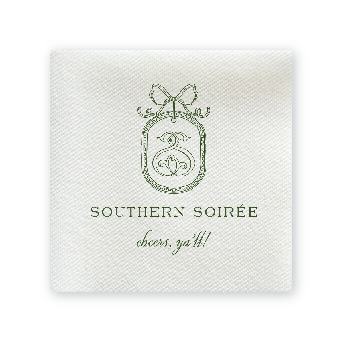 Personalized single-color cocktail napkin with custom hot-stamp imprint