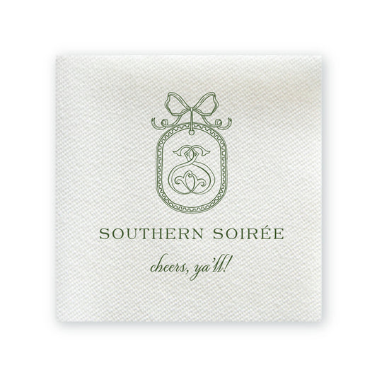 custom white linen beverage napkin