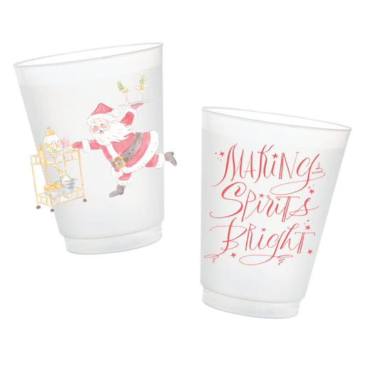 Santa Bar Cart Making Spirits Bright Frosted Cups PREORDER