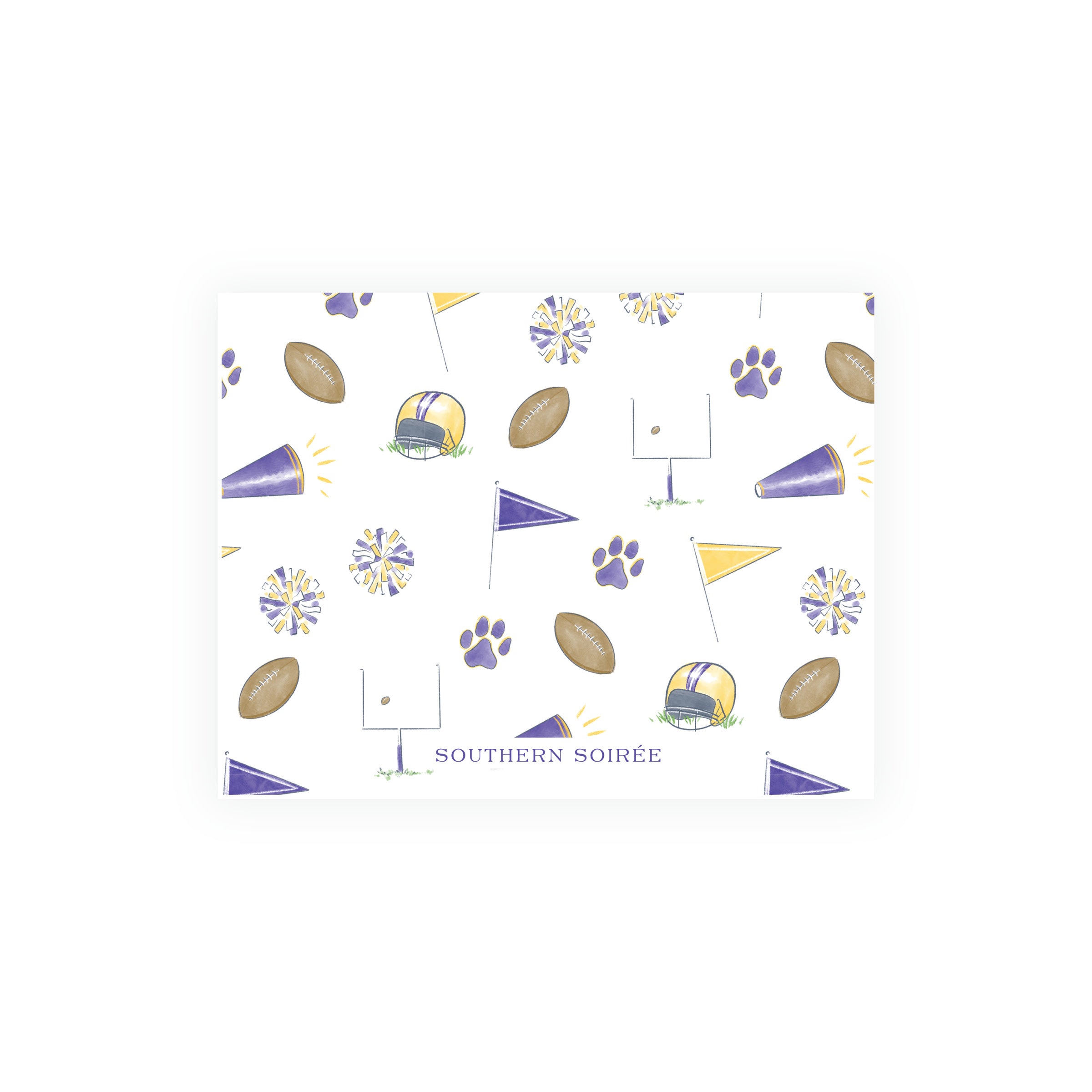 Purple & Gold Football Helmet Note Cards- Team Spirit