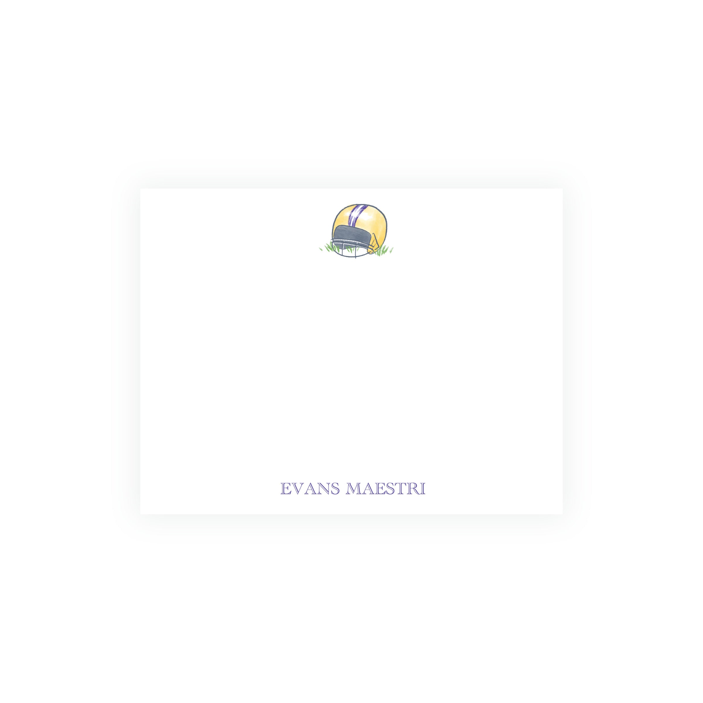 Purple & Gold Football Helmet Note Cards- Team Spirit