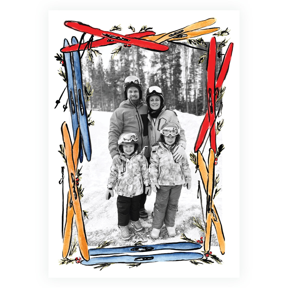 Alpine Holiday – Ski Frame Holiday Personalized Photo Card