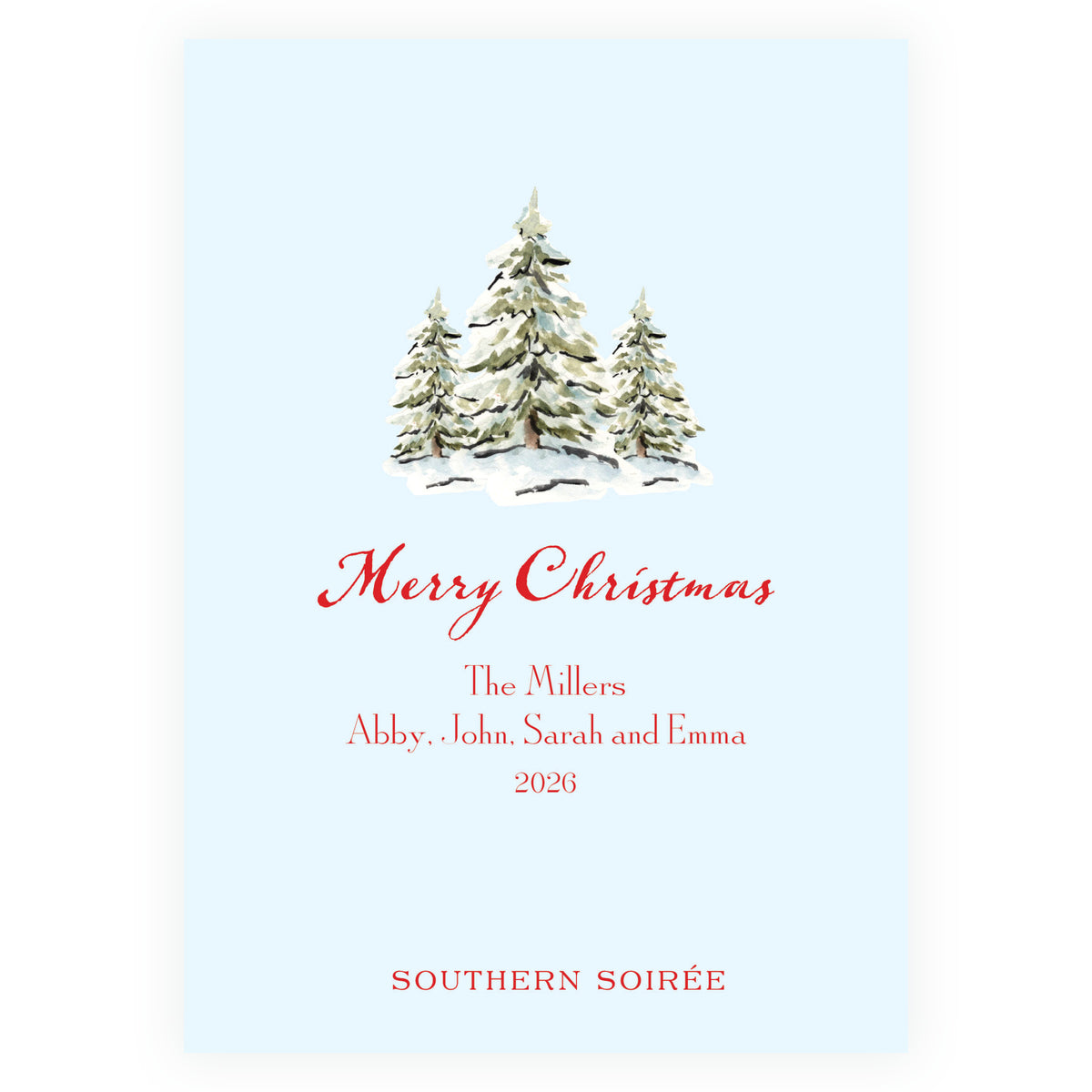 Alpine Holiday – Blue Ski Ribbon Frame Personalized Holiday Photo Card